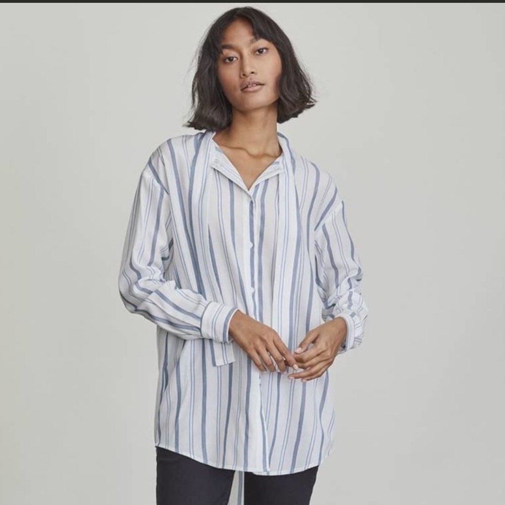 Elizabeth and James Striped Tie Neck Top